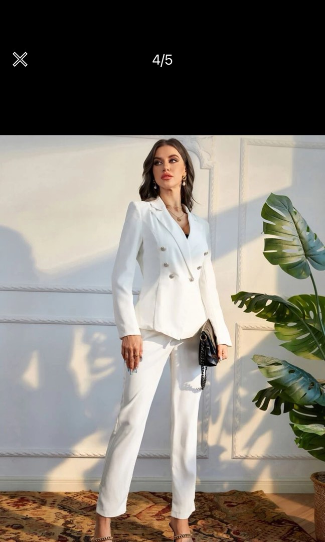 White Blazer & Pants Suit, Women's Fashion, Dresses & Sets, Sets or