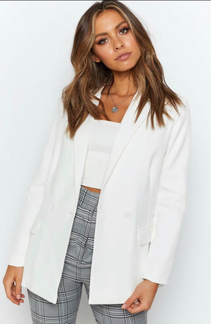 White blazer coat, Women's Fashion, Coats, Jackets and Outerwear on