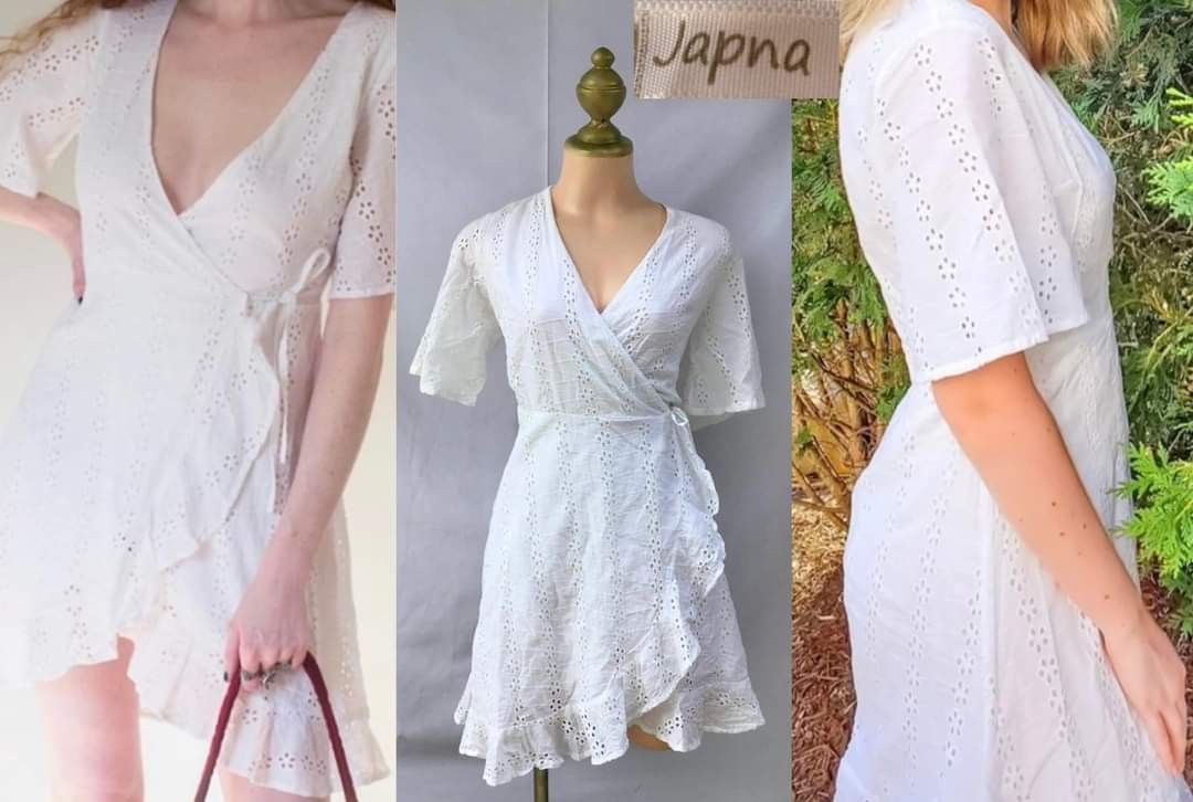White eyelet wrap dress cheap