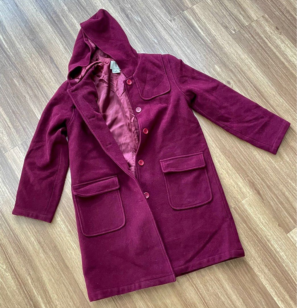 Maroon winter coat sale