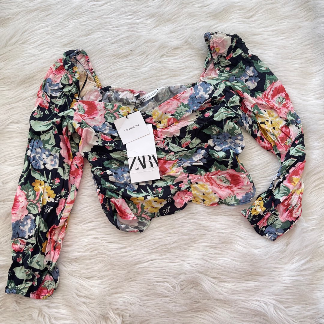 Zara Floral Dora Top, Women's Fashion, Tops, Blouses on Carousell