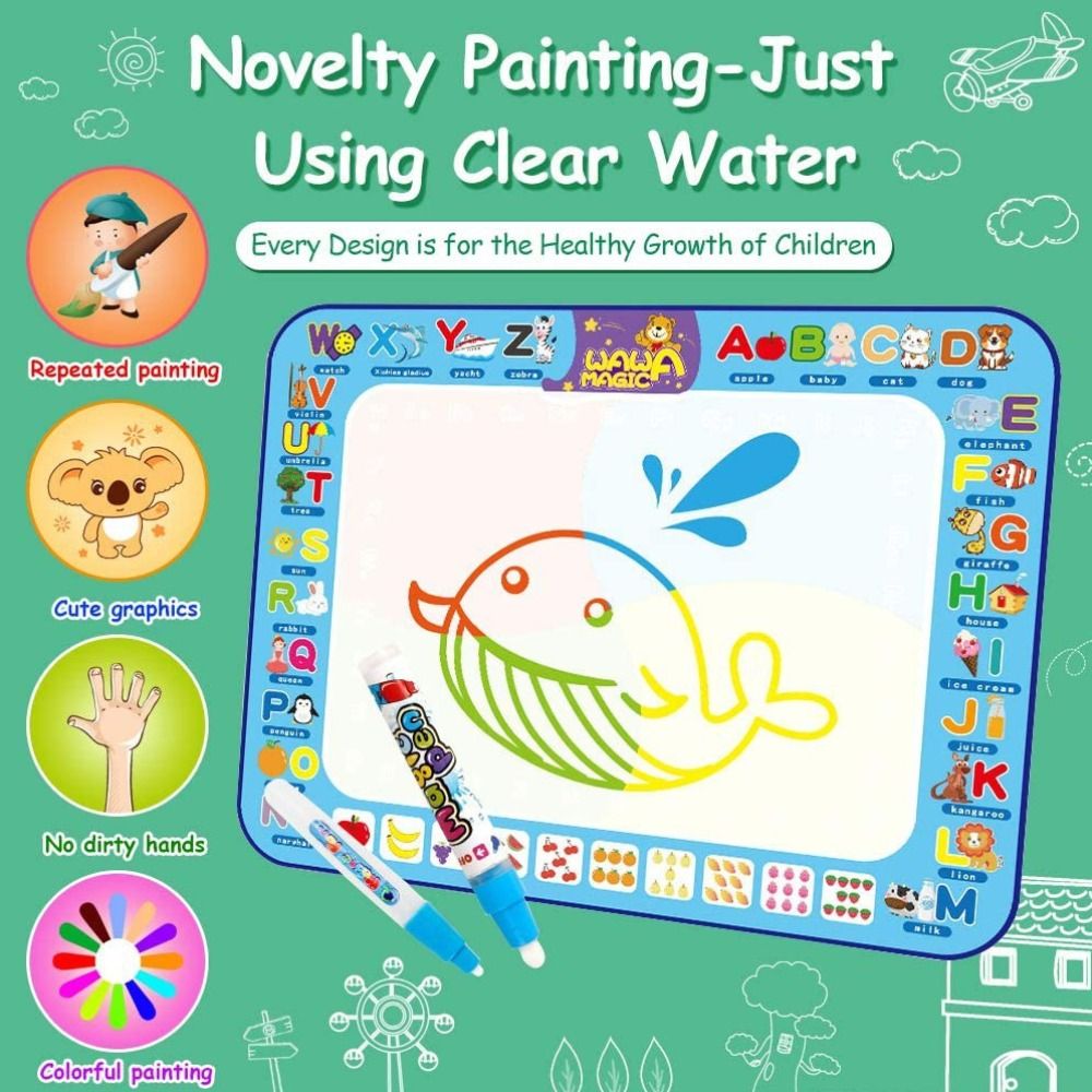2pcs/Set Baby Water Coloring Pens Drawing Pen for Children Magic Painting  Mat Book Kids Gift Water Doodle Pens Replacement Water Pen