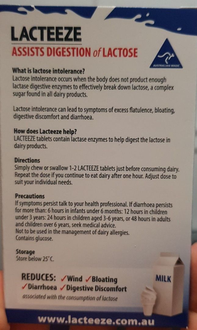 [10 tablets] Lacteeze lactase chewable tablets supplements for lactose