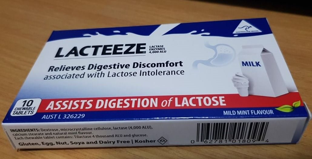 [10 tablets] Lacteeze lactase chewable tablets supplements for lactose