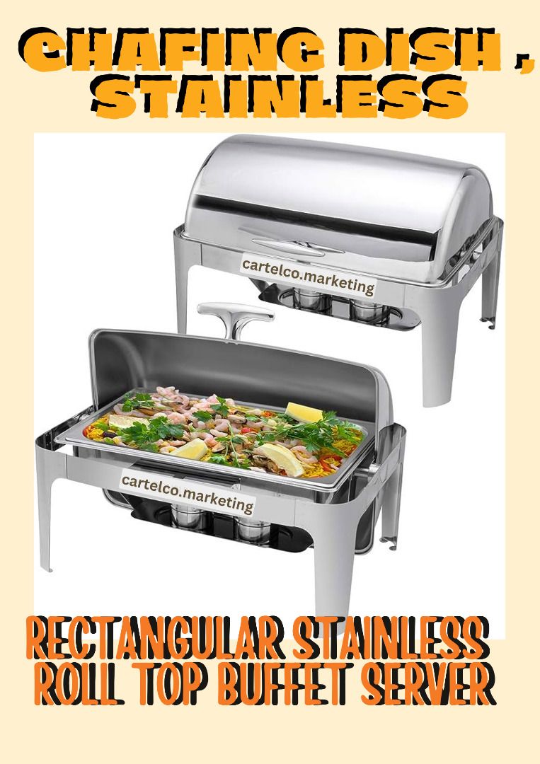 9L/ 8 Qt. Full Size Stainless Steel Chafer, Chafing dish server , rectangular roll top chafer (Category: Other Kitchenware & Tableware) located in Manila. Submitted by cartelcomnl (Listing ID 1251492330, Image 1). Description: Chafing dish stainless steel, high quality Buffet stainless food server Stainless Steel Rectangular Roll Top Chafing Dish and Full size classic 9L/ 8 Qt. Full Size Stainless Steel Chafer, Chafing dish server Complete with a