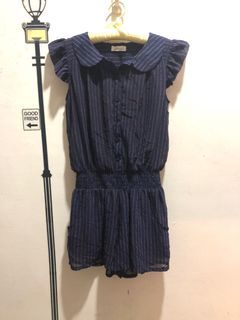 條紋雪紡連身褲