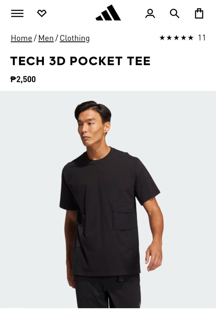adidas Tech 3D Pocket Tee - Black