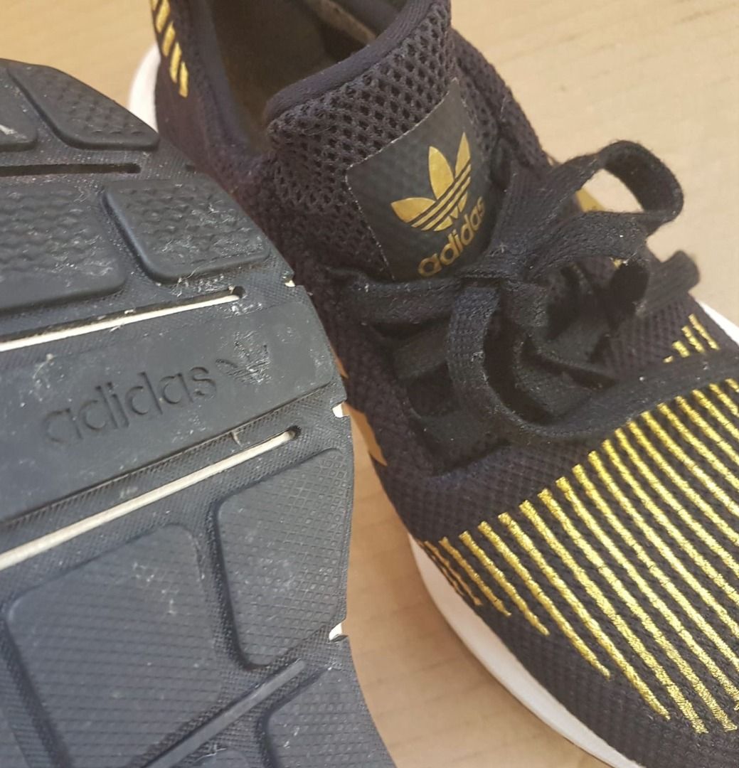 Adidas Designer Sneakers US 6 UK 4.5 EU 37 1 3 Adidas Swift Run CG4145 Black Metallic Gold Shoes Original Comfort Lightweight Active