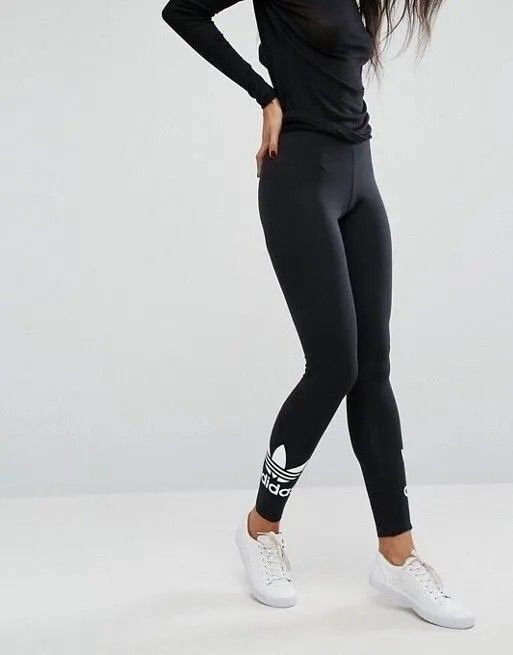 Adidas Originals Trefoil Logo Leggings AJ8153 Black White Womens