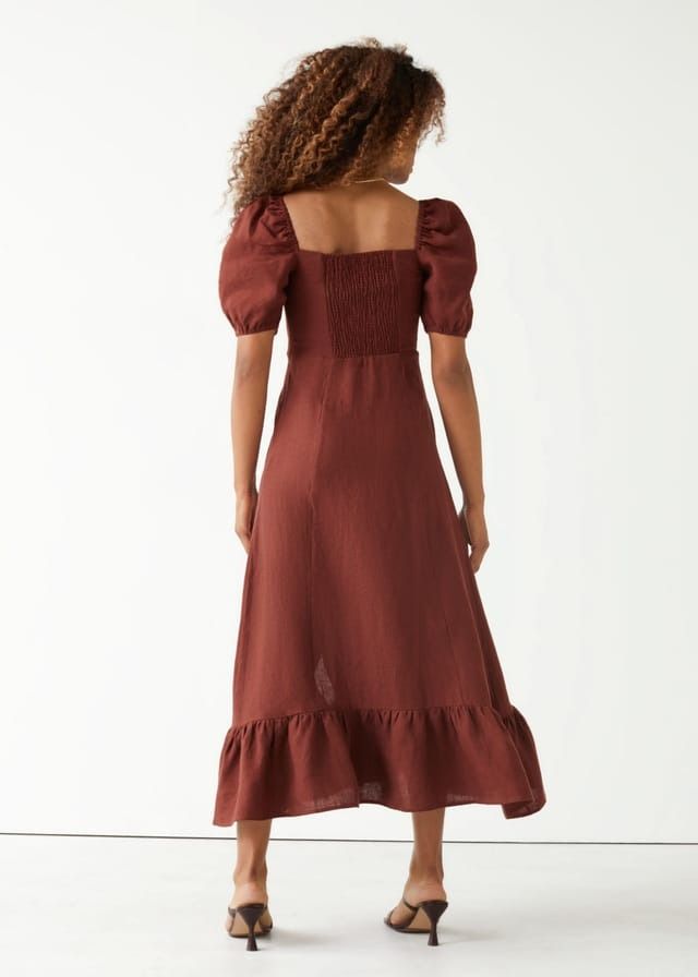 And Other Stories Linen Puff Sleeve Midi Dress, Women's Fashion, Dresses &  Sets, Dresses on Carousell