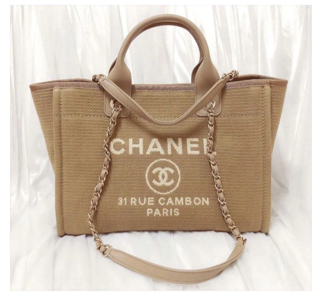 Chanel Deauville Tote Small, Luxury, Bags & Wallets on Carousell