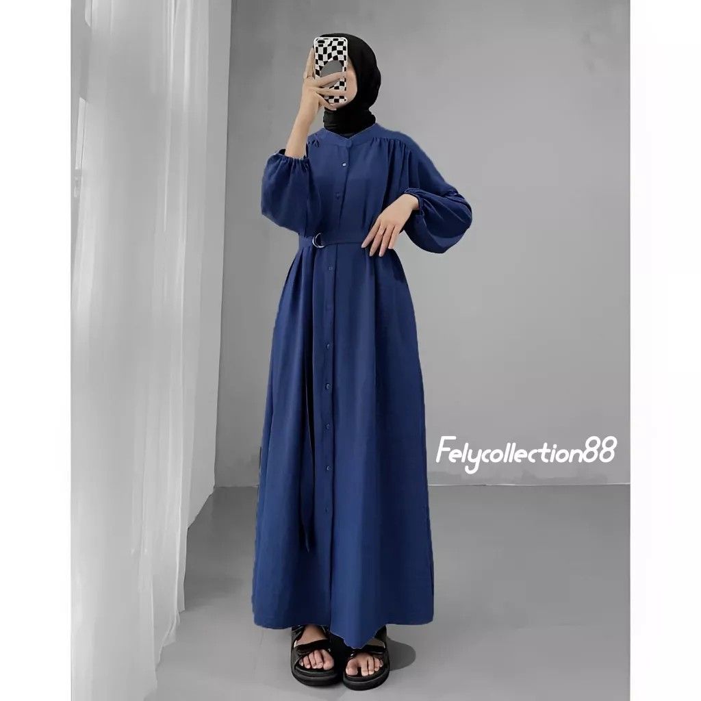 Baju Dress Wanita Gamis Loca Full Kancing Fesyen Wanita Pakaian Wanita Gaun Rok di Carousell