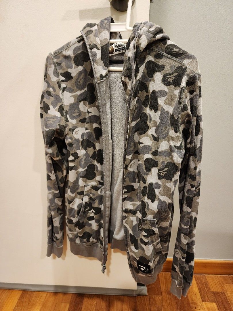 White and grey bape hoodie hotsell