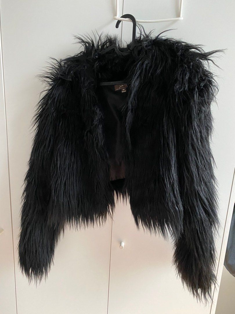 Black fur shop evening jacket
