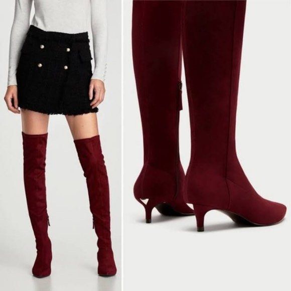 Red over the clearance knee boots zara