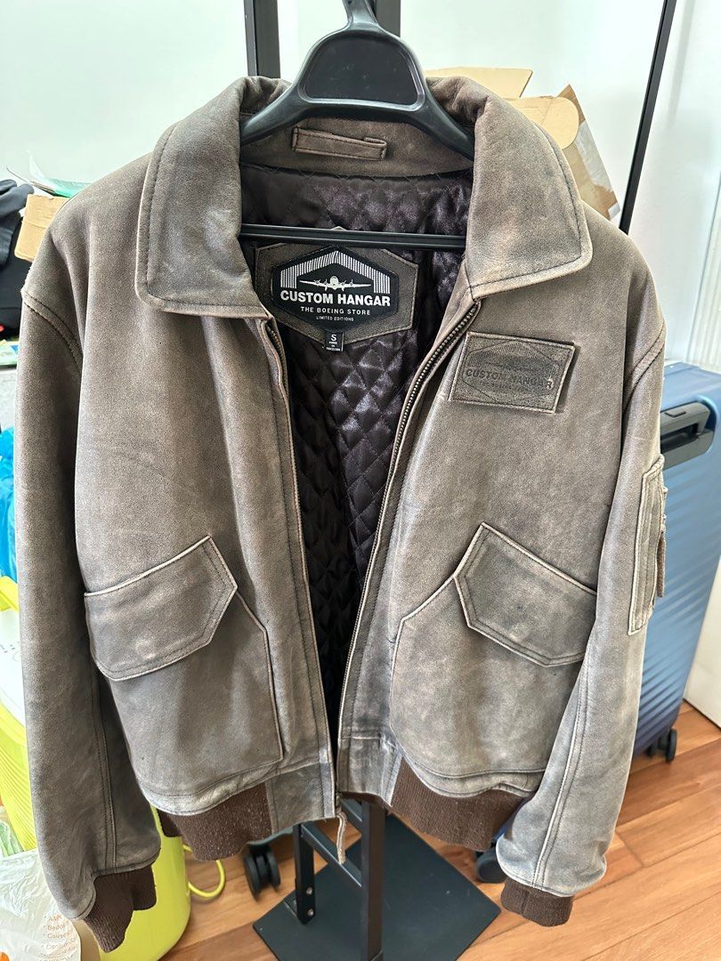 Boeing full leather jacket Men s Fashion Coats Jackets and