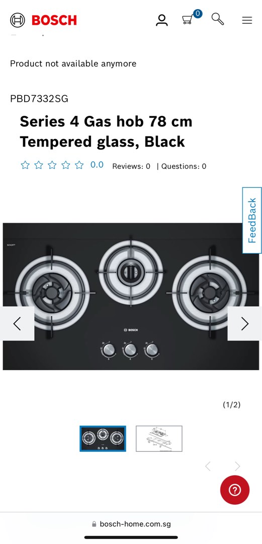 Bosch Gas Hob PBD7332SG, TV & Home Appliances, Kitchen Appliances, Hobs