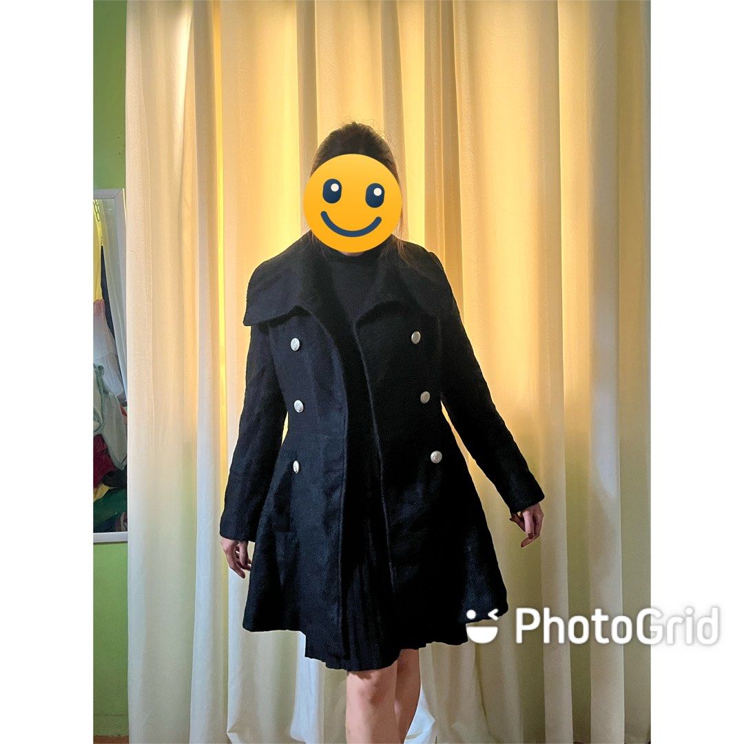 Guess pleated double breasted coat hot sale
