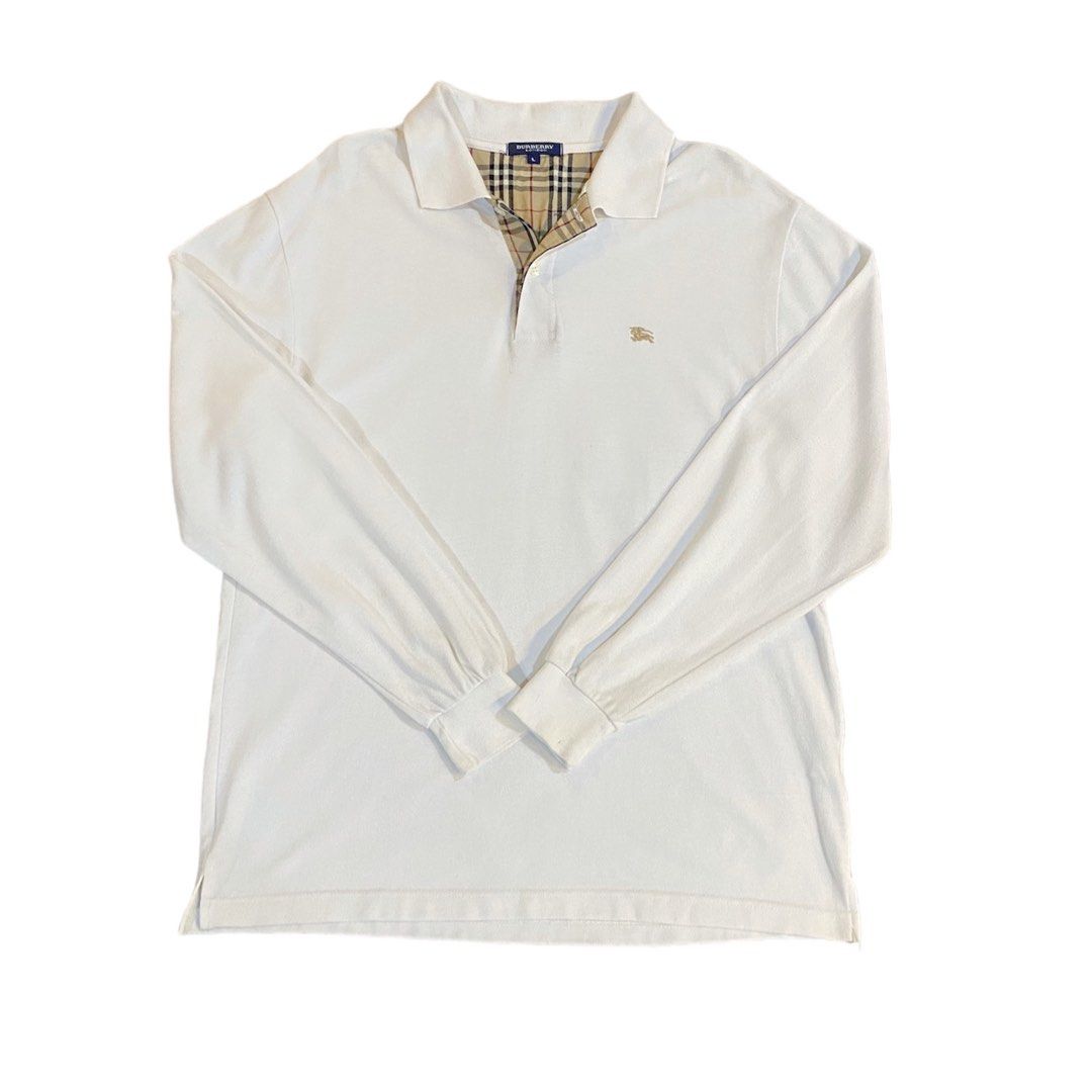 Burberry white long sleeve polo shop
