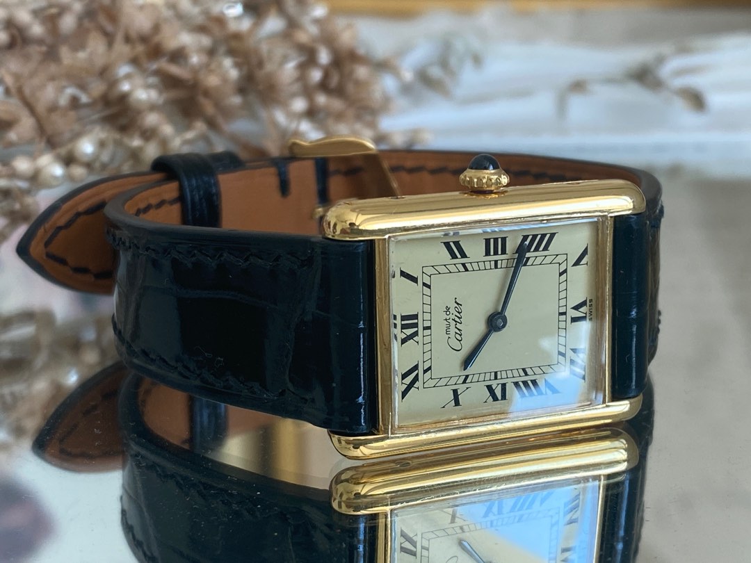 VINTAGE 70s CARTIER TANK PRE-MUST UNISEX GOLD PLATED 22MM, MANUAL
