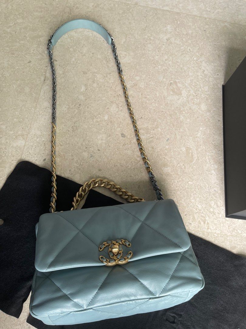 Chanel Turquoise Quilted Lambskin Medium 19 Flap Gold Hardware, 2019  Available For Immediate Sale At Sotheby's