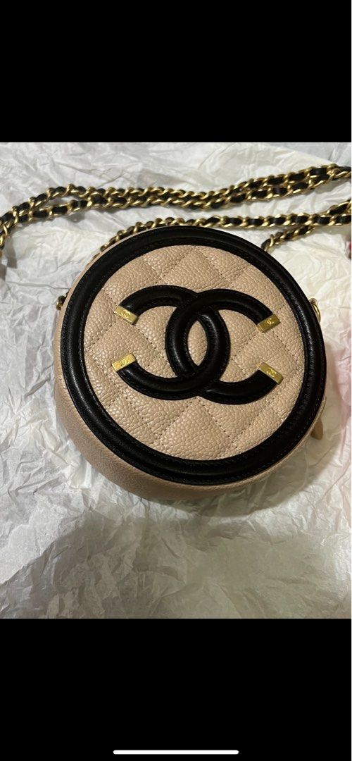 CHANEL Filigree Round Clutch with Chain PVC with Lambskin Mini