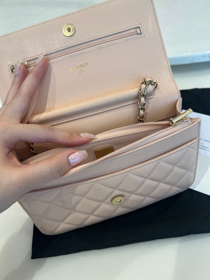 Chanel WOC BEIGE Brand New Complete (Category: Luxury Bags & Wallets) located in Quezon City. Submitted by sereney13 (Listing ID 1251616967, Image 2). Description: Brand new BEIGE WOC hard to find. COMPLETE Purchased May 31, 2023 With original receipt - all plastic intact Box, Dust Bag and ribbons Microchipped Last price already non- nego Guaranteed authentic - the receipt has my name. You can check the item all you want. Last photo- taken in Par
