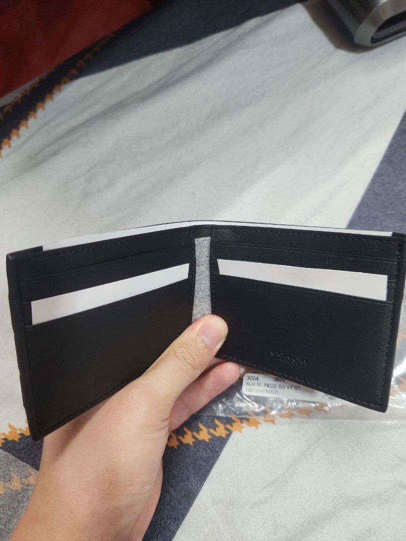 Coach Slim Billfold Wallet in Signature Canvas With Varsity Stripe
