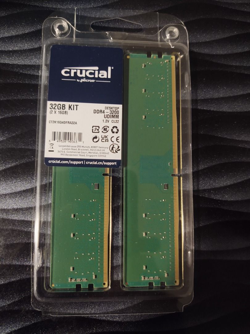 Crucial RAM 16GB DDR4 3200MHz CL22 (or 2933MHz or