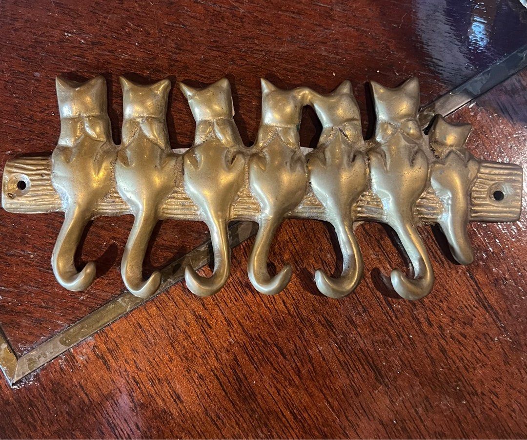Brass Cat Wall Key Holder