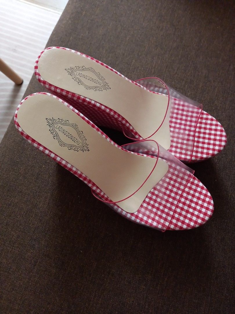 Red sales gingham sandals
