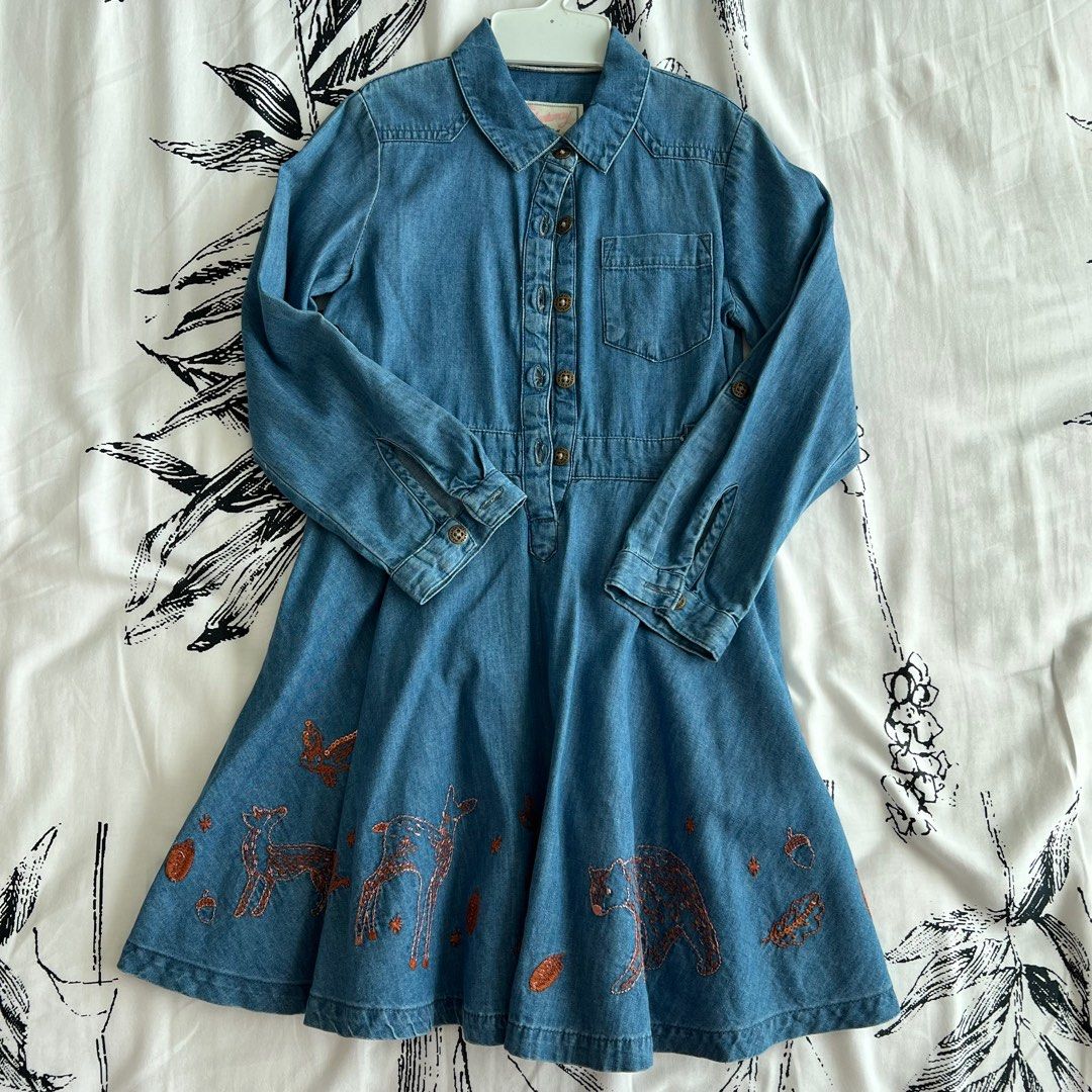 DEBENHAMS denim dress with belt Babies Kids Babies Kids Fashion on Carousell