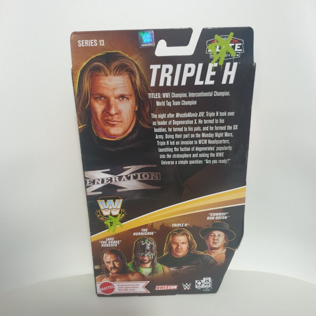 DX TRIPLE H WWE Legends Series 13 (Category: Action & Battle Toys) located in Quezon City. Submitted by jasperstoyvault (Listing ID 1251648739, Image 2). Description: New and sealed. Bought and shipped from US. Box not guaranteed mint. Request photos if necessary. Will be shipped with care..
