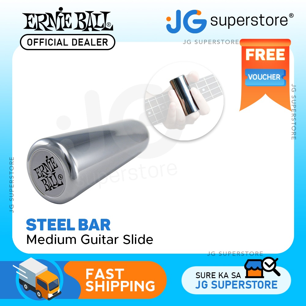 Ernie Ball Steel Bar Guitar Slide (Medium) with Round Nose NonSnag