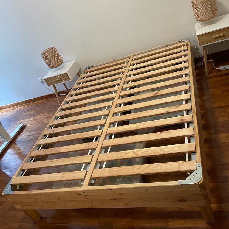 ESPEVÄR slatted mattress base 150 x 200 with 4 BURFJORD legs, Furniture