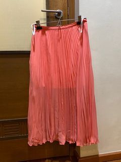 Ever New salmon pink pleated midi skirt
