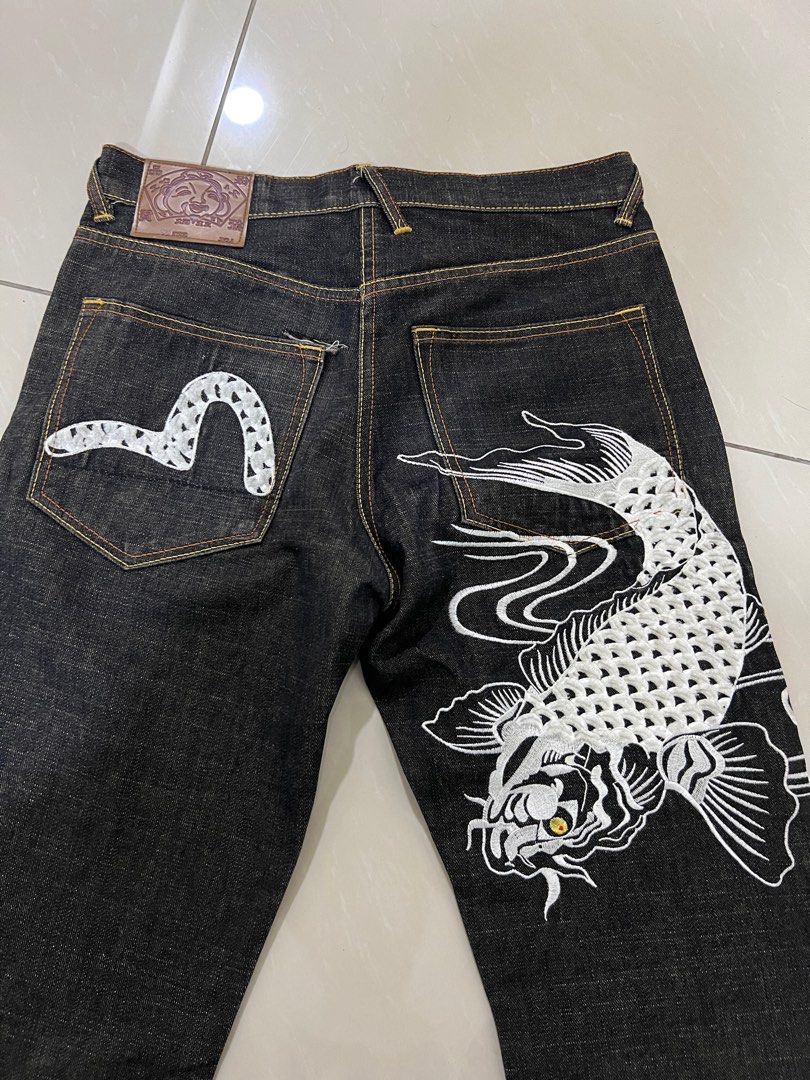 Evisu koi fish top jeans