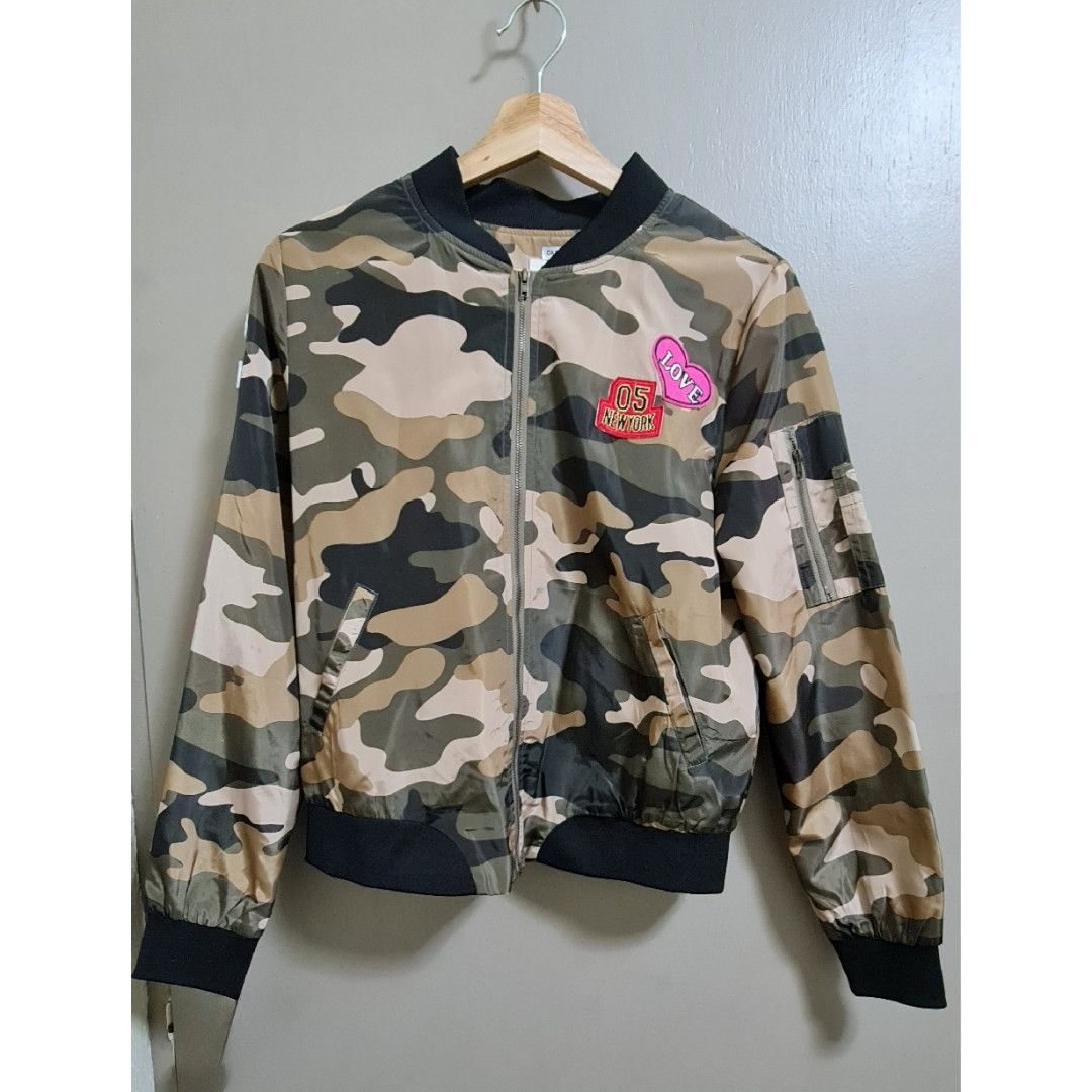 Colorful army fatigue bomber cheap jacket