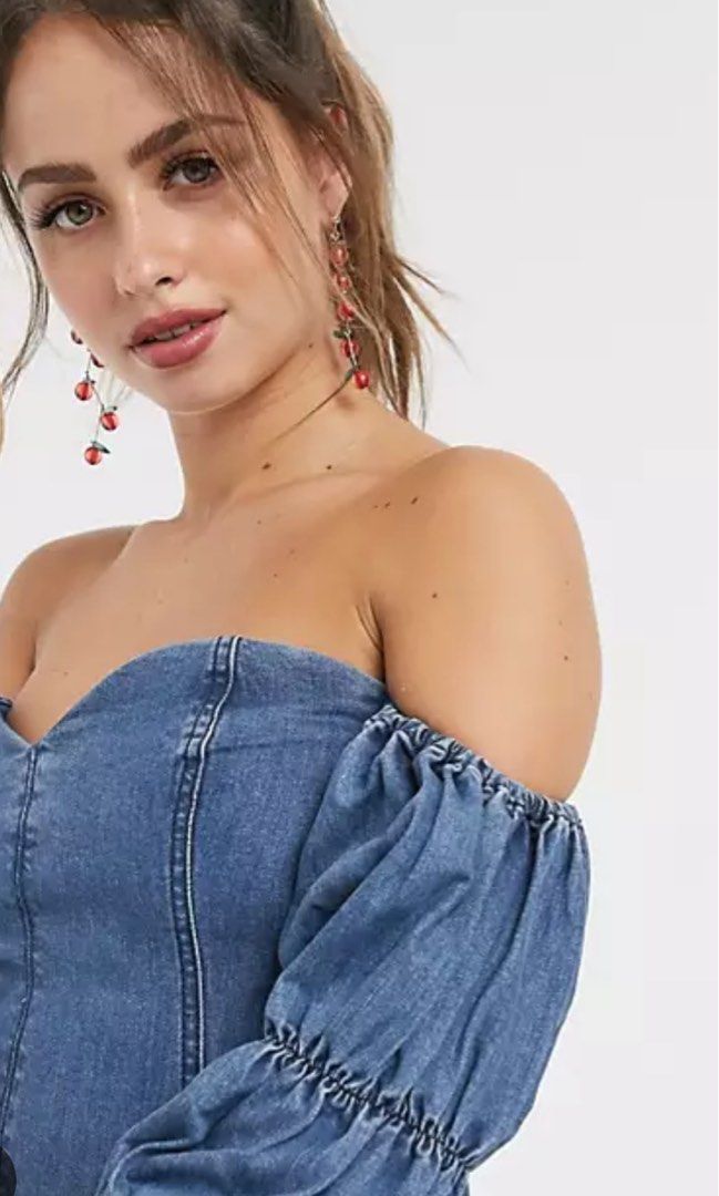 Finders keepers Lola denim bardot mini dress