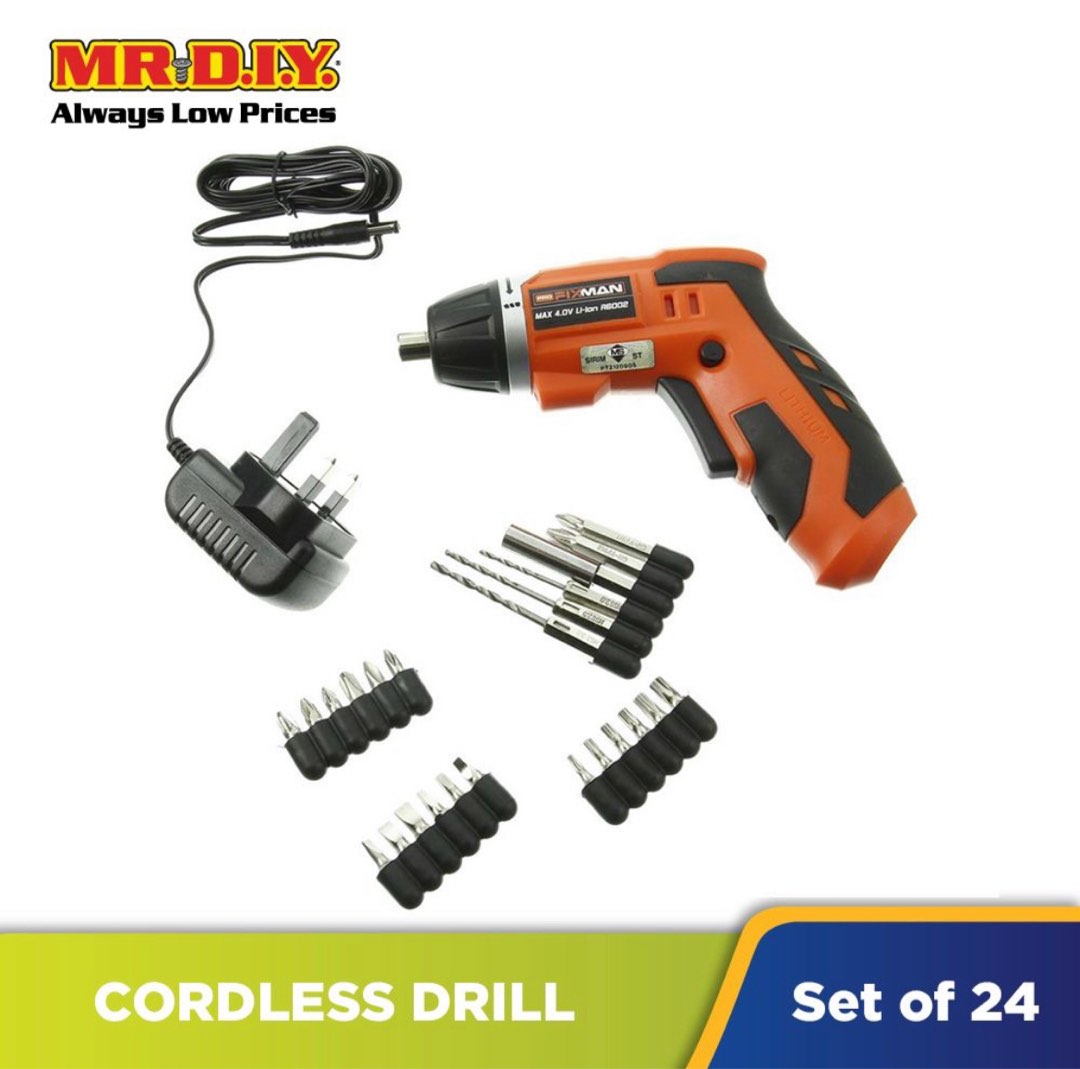 FIXMAN Pro Cordless Screwdriver Drill Set, Furniture & Home Living