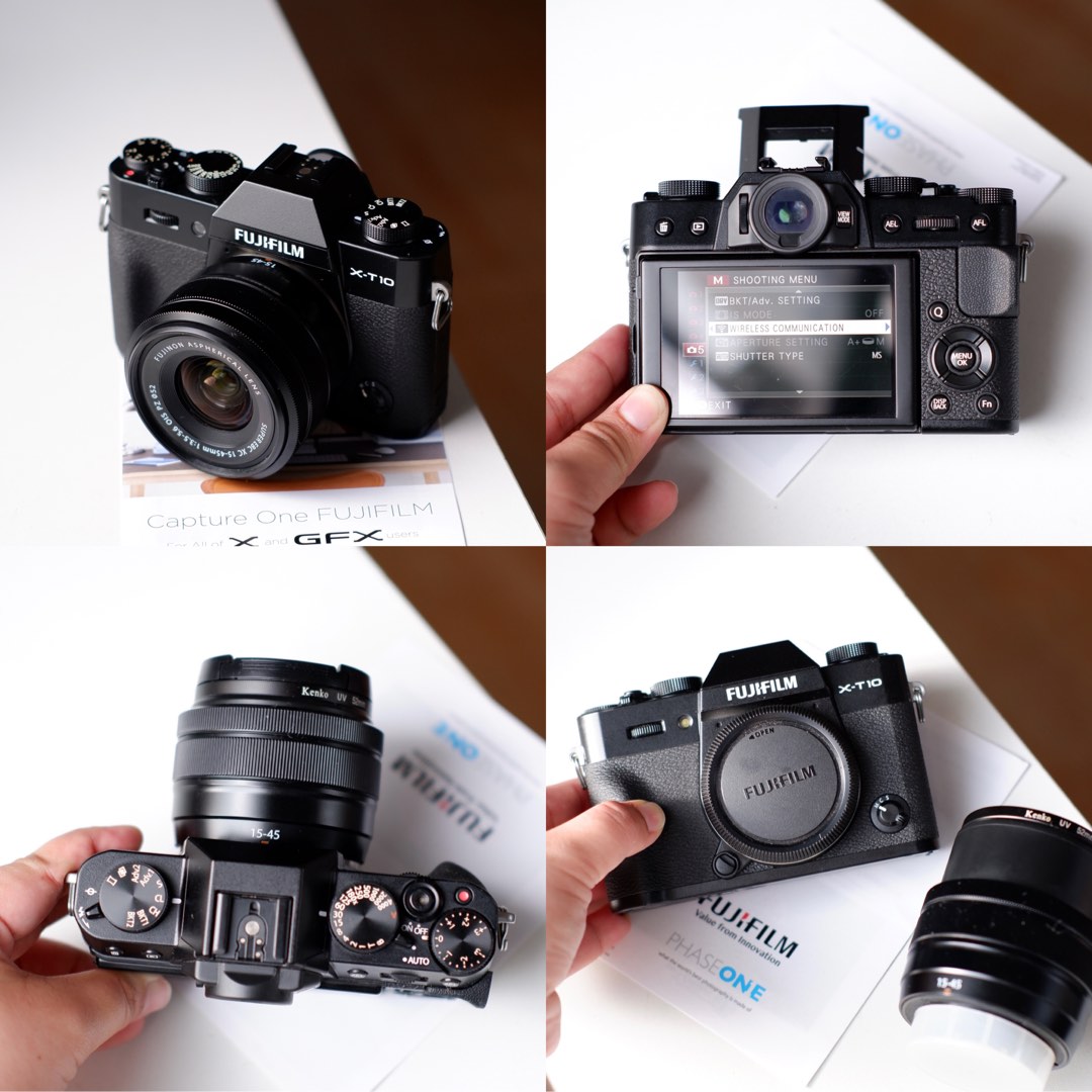 Fujifilm X-T10 Black Noir Mirrorless with 15-45 fuji lens almost new,  Photography, Cameras on Carousell