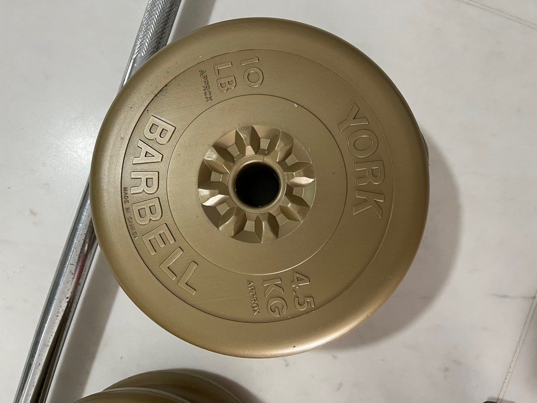 York gold best sale vinyl barbell set