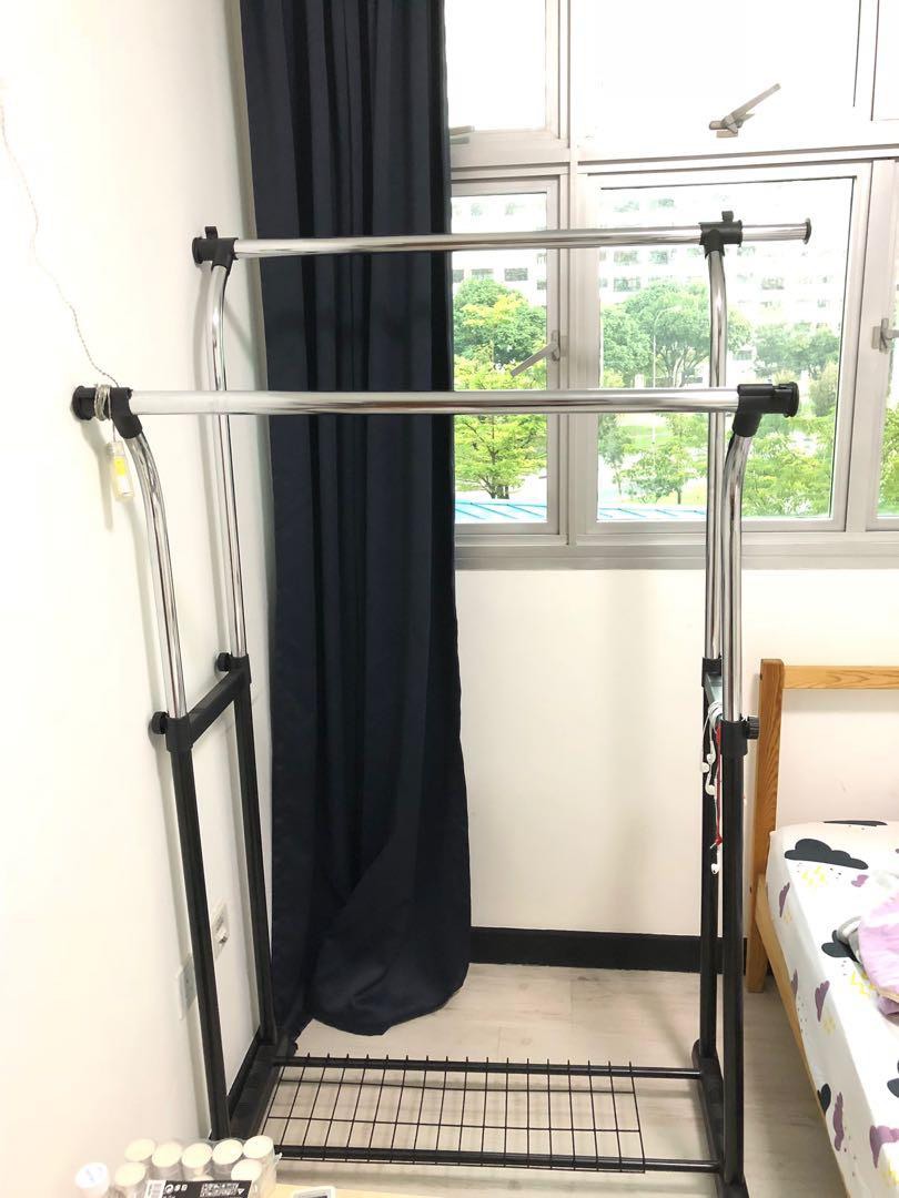 Double Line Cloth Rack Giant Telescopic Double Line Clothes Rack, Furniture & Home Living ...