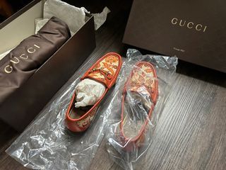 GUCCI Mens 'Brixton' Horsebit Wallpaper GG Loafers Size 8 UK (8.5 US) $750