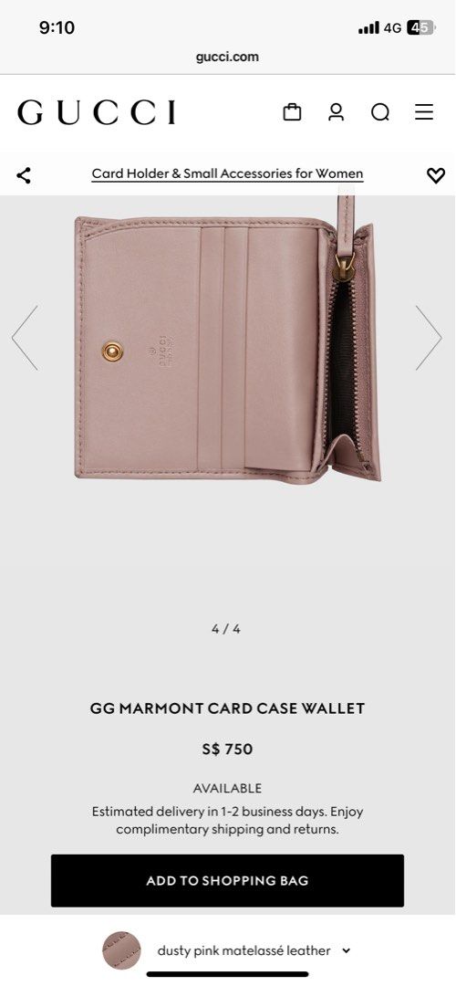 Gg marmont card case dusty pink shop