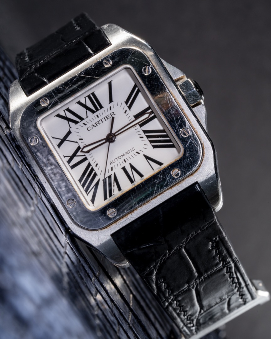 Cartier santos hot sale 100 black