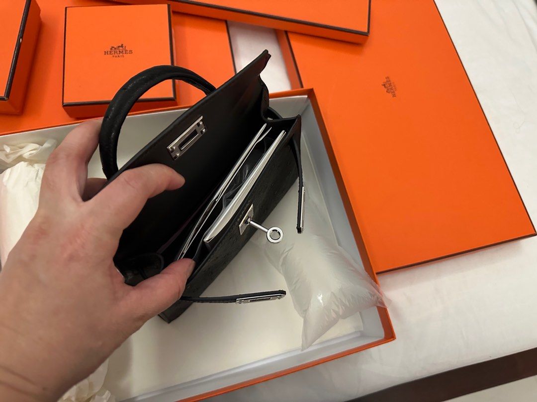 HERMES EXOTIC OSTRICH MINI KELLY II (Category: Luxury Bags & Wallets) located in Bacolod City. Submitted by houseoflouvre (Listing ID 1251565715, Image 2). Description: Hermes Exotic Ostrich Mini Kelly II in Palladium .