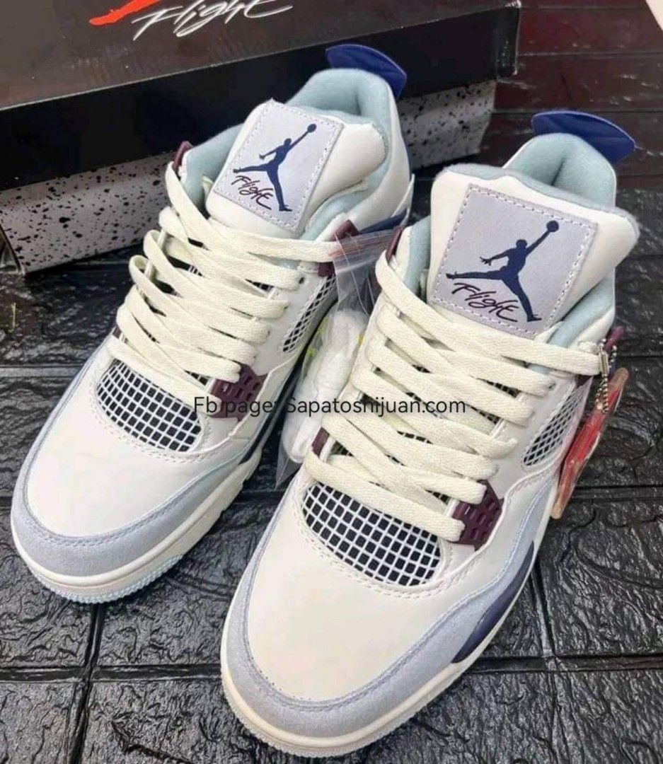 Jordan 4 white blue purple Men s Fashion Footwear Sneakers on