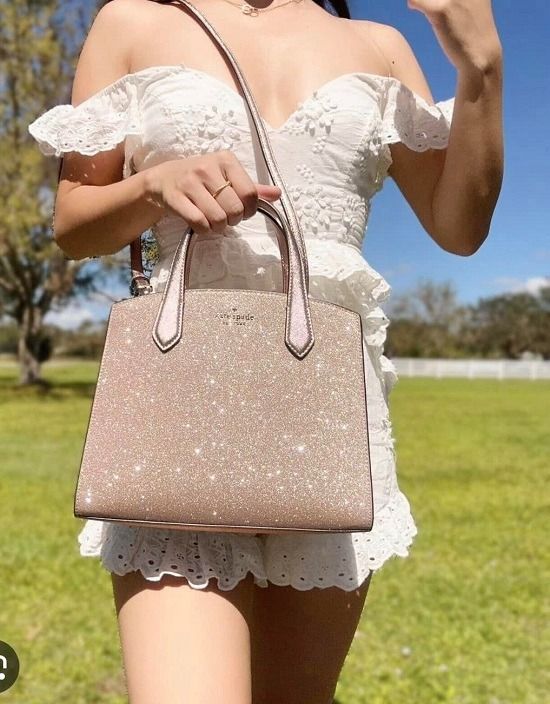 Kate Spade Black Glitter Tinsel Satchel Crossbody Handbag Bag