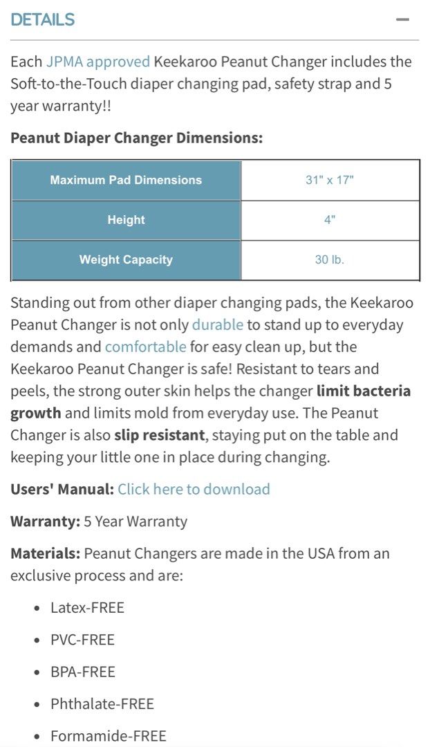 Keekaroo Peanut Changer diaper mat, Babies & Kids, Baby Nursery & Kids